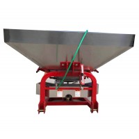 Tractor mounted manual fertilizer spreader with stainless steel bucket